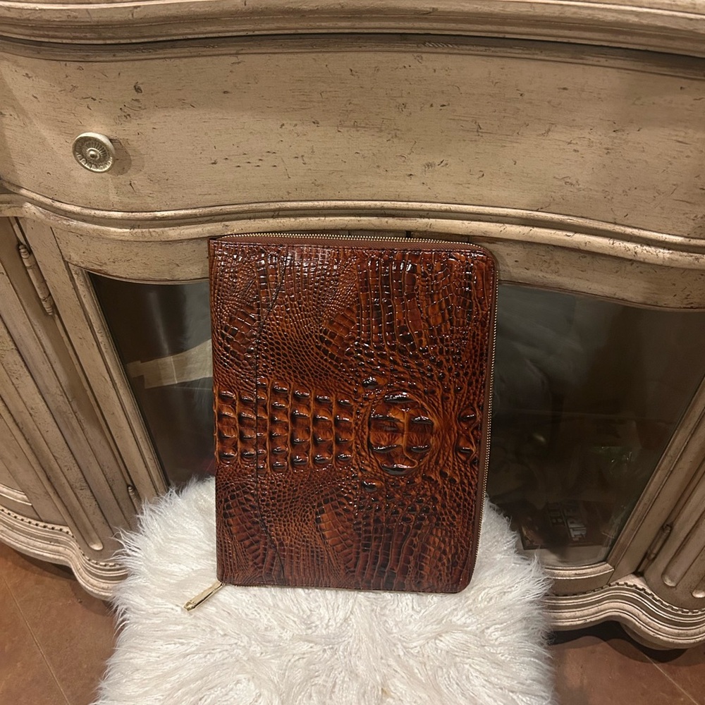 Brahmin Brown Crocodile Embossed Clutch